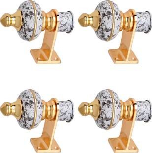 Sun Shield White, Black, Gold Curtain Hooks, Rod Rail Bracket, Curtain Knobs Metal