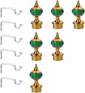 GLOXY Gold, Green Curtain Knobs, Curtain Hooks, Rod Rail Bracket Metal