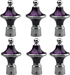 Crezx Purple, Silver Rod Rail Bracket, Curtain Knobs, Curtain Hooks, Tassels, Curtain Rods Metal