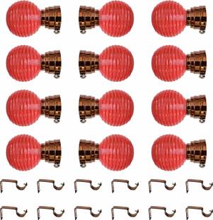 Kreyam's Red Rod Rail Bracket, Curtain Knobs Metal
