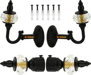 NATURAL Black Curtain Knobs Metal