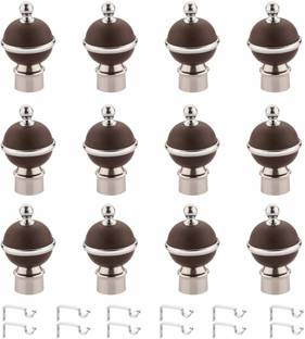 Inkart Brown Rod Rail Bracket, Curtain Knobs Metal