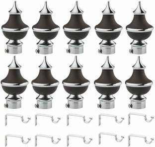 krina Silver, Black Rod Rail Bracket, Curtain Knobs Metal