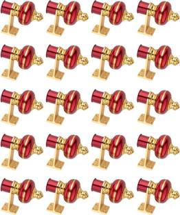 Ghazian Red, Gold Curtain Knobs, Rod Rail Bracket Metal