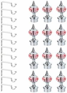 Easyhome Peach Curtain Hooks, Curtain Knobs, Curtain Rods, Rod Rail Bracket Metal