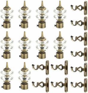 GRIVAN Gold Rod Rail Bracket, Curtain Knobs, Curtain Hooks Metal