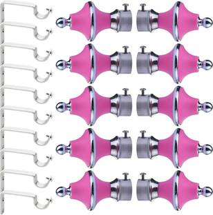AVLEN Pink, Silver Rod Rail Bracket, Curtain Knobs, Tassels, Curtain Rods Metal