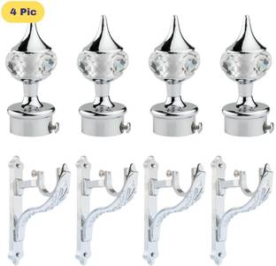ZAPEX Silver Rod Rail Bracket, Curtain Knobs Metal