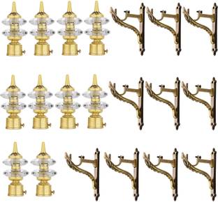 GRIVAN Gold Rod Rail Bracket, Curtain Knobs, Curtain Hooks Metal
