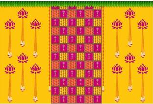 Anu Luxurious Print Backdrop for Puja room size 5ft Hight & 8ft Width Curtain Fabric