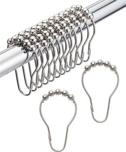 NIRMATSARAY 12 Piece Set Rustproof Stainless Steel Shower Curtain Rings Hooks for Bathroom Curtain Hook