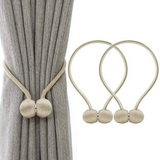 HASTHIP Polyester Solid Curtain Tiebacks, Medium, Beige, Pack Of 2 Curtain Ring