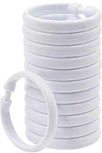 DRAPERI White Curtain Rings, Curtain Hooks (Pack of 12) Curtain Ring with Hook