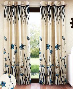 Home Sizzler 213 cm (7 ft) Door Polyester Semi Transparent Curtain (Pack Of 2)