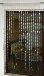 Pomp & Romp Premium Door String Beads 214 cm (7 ft) PVC, Polyester Transparent Door Curtain Single Curtain