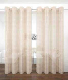 BANAVY 152 cm (5 ft) Tissue, Net Semi Transparent Window Curtain (Pack Of 2)