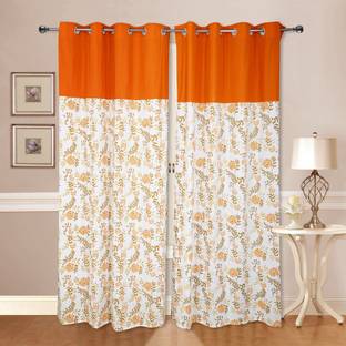 Dekor World 215 cm (7 ft) Door Cotton Semi Transparent Curtain (Pack Of 2)