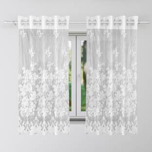 KUBER INDUSTRIES 154 cm (5 ft) Window Cotton Semi Transparent Curtain (Pack Of 2)