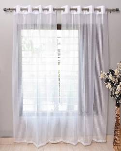 Panipat Textile Hub 213 cm (7 ft) Net Semi Transparent Door Curtain (Pack Of 2)