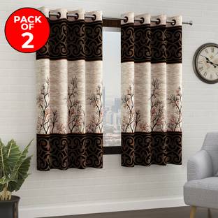 Story@home 152 cm (5 ft) Polyester Semi Transparent Window Curtain (Pack Of 2)