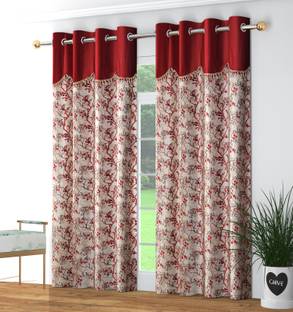 kiara Creations 213 cm (7 ft) Polyester Semi Transparent Door Curtain (Pack Of 2)