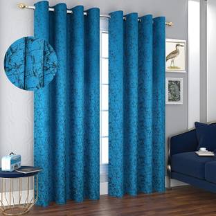 Panipat Textile Hub 214 cm (7 ft) Velvet Room Darkening Door Curtain (Pack Of 2)