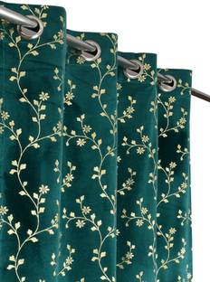kiara Creations 213 cm (7 ft) Velvet Room Darkening Door Curtain (Pack Of 2)