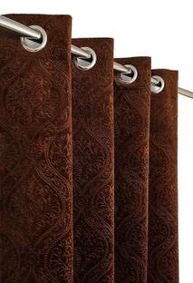 RSTC 152 cm (5 ft) Velvet Room Darkening Window Curtain Single Curtain