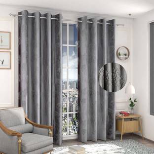 Brand Roots 274 cm (9 ft) Polycotton Room Darkening Long Door Curtain (Pack Of 2)