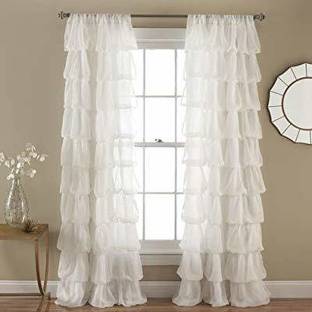 Dekor World 215 cm (7 ft) Cotton Transparent Door Curtain (Pack Of 2)