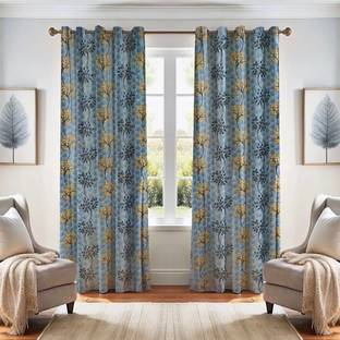 Kanodia Poly Fab 213 cm (7 ft) Polyester Semi Transparent Door Curtain (Pack Of 2)