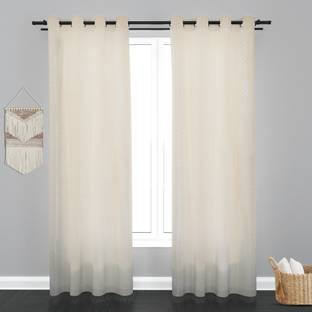 Parda Online 213 cm (7 ft) Net Transparent Door Curtain (Pack Of 2)