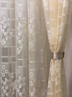 SR Collection 213 cm (7 ft) Net Semi Transparent Door Curtain (Pack Of 2)