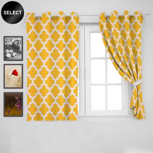 HOMEMONDE 152 cm (5 ft) Cotton Semi Transparent Window Curtain (Pack Of 2)