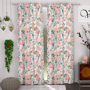 CHHAVI INDIA 213 cm (7 ft) Door Polycotton Semi Transparent Curtain (Pack Of 2)