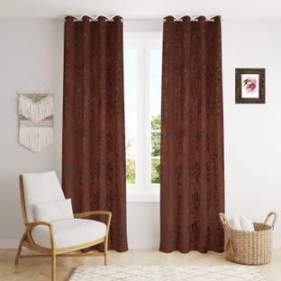 Kraftiq Homes 214 cm (7 ft) Velvet Room Darkening Door Curtain (Pack Of 2)