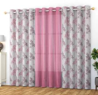 Rhetorical 274 cm (9 ft) Tissue Transparent Long Door Curtain (Pack Of 3)