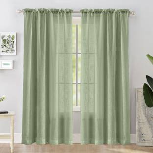 HOMEMONDE 152.4 cm (5 ft) Cotton Transparent Window Curtain (Pack Of 2)