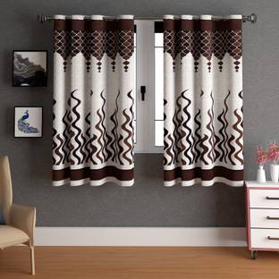 LA VERNE 153 cm (5 ft) Polyester Semi Transparent Window Curtain (Pack Of 2)
