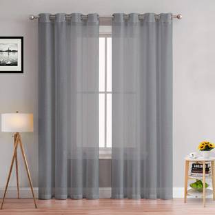 Acesquare 152 cm (5 ft) Window Polyester Semi Transparent Curtain (Pack Of 2)