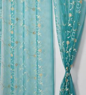 Fabrilia 274 cm (9 ft) Long Door Tissue Transparent Curtain (Pack Of 2)