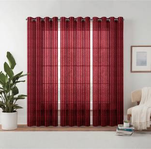 METRO LIVING 213 cm (7 ft) Door Polyester Semi Transparent Curtain Single Curtain