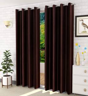 Kraftiq Homes 214 cm (7 ft) Polyester Semi Transparent Door Curtain (Pack Of 2)