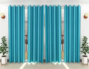 Panipat Textile Hub 213 cm (7 ft) Door Polyester Semi Transparent Curtain (Pack Of 4)