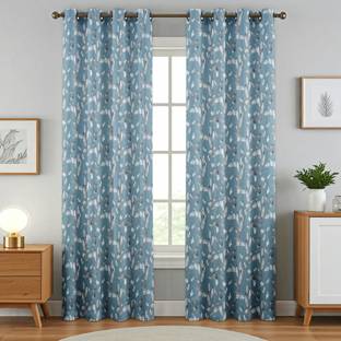 Kraftiq Homes 214 cm (7 ft) Polyester Blackout Door Curtain (Pack Of 2)