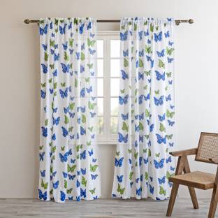 HOMEMONDE 152 cm (5 ft) Cotton Transparent Window Curtain (Pack Of 2)