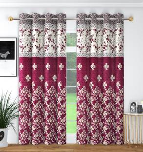 Panipat Textile Hub 213 cm (7 ft) Polyester Semi Transparent Door Curtain (Pack Of 2)