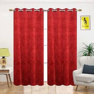 AH ARTSY HOME 275 cm (9 ft) Long Door Velvet Blackout Curtain (Pack Of 2)