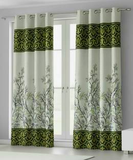 Home Sizzler 214 cm (7 ft) Door Polyester Semi Transparent Curtain (Pack Of 2)