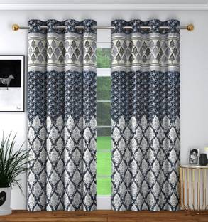 Panipat Textile Hub 213 cm (7 ft) Polyester Semi Transparent Door Curtain (Pack Of 2)